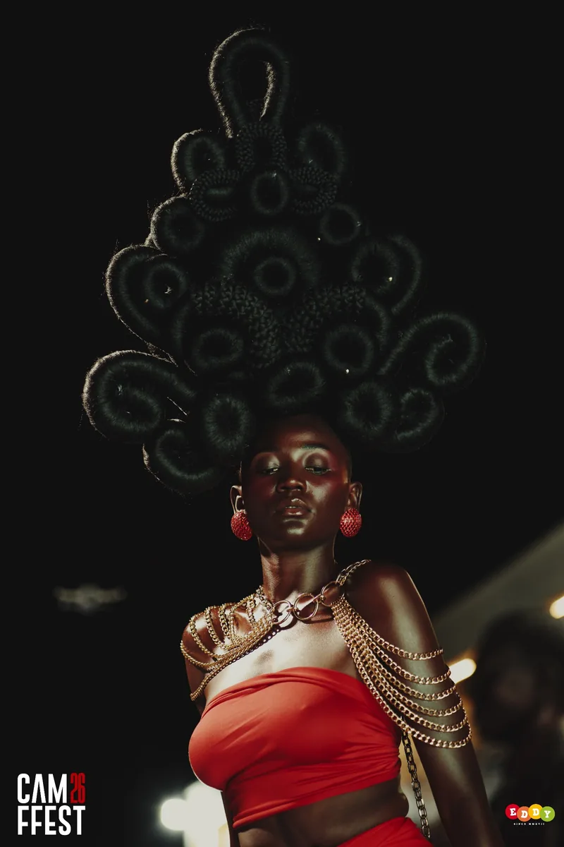 Model with a sculpted braided hair piece